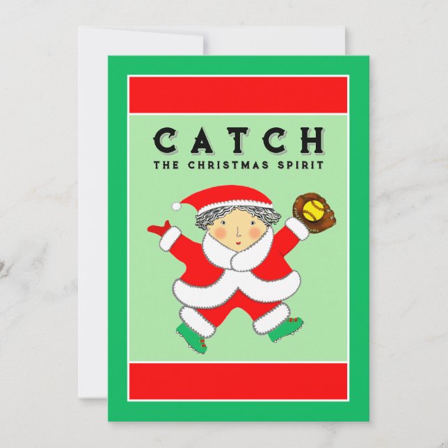 Cartão De Festividades Natal do Softball (Frente)
