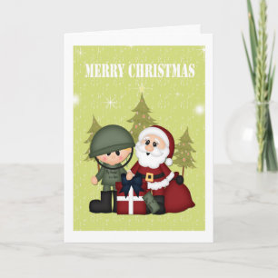 Cartão De Festividades Natal do Soldado Militar e do Pai Natal