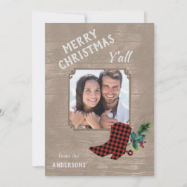 Cartão De Festividades Natal do Tema Ocidental da Madeira e Boot