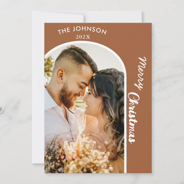 Cartão De Festividades Natal do Terracotta Moderno Elegante (Frente)