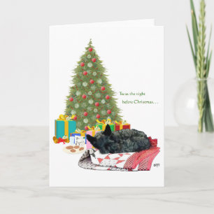 Cartão De Festividades Natal do Terrier Escocês Sonolento