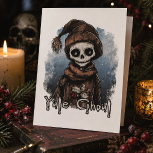 Cartão De Festividades Natal do Yule Ghoul Esqueleto Fofo Sombrio Gótico