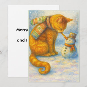 Cartão De Festividades Natal dos Amantes de Gatos Sarah e o Boneco de Nev