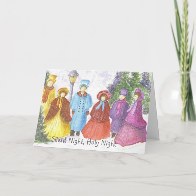 Cartão De Festividades Natal dos Carolers (Frente)