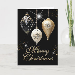 Cartão De Festividades Natal dos ornamentos de Ebony, Dourado e White Vin
