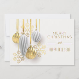 Cartão De Festividades Natal dos ornamentos Prateados Dourados