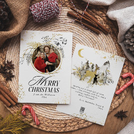 Cartão De Festividades Natal Dourado e Preto da Frota Floral