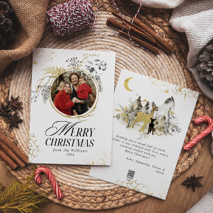 Cartão De Festividades Natal Dourado e Preto da Frota Floral