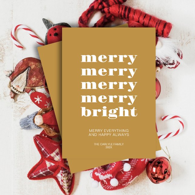 Cartão De Festividades Natal Dourado mínimo e feliz moderno e brilhante (Criador carregado)