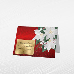 Cartão De Festividades Natal Dourado religioso Elegante Vermelho