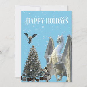 Cartão De Festividades Natal Dragão de Gelo de Inverno Feliz Natal