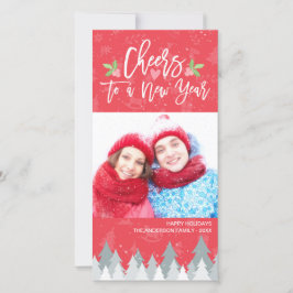 Cartão De Festividades Natal e animação a uma foto de saudação de ano nov