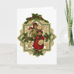 Cartão De Festividades Natal e Ano Novo Vintage