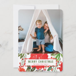 Cartão De Festividades Natal e Mão Pintados