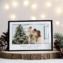 Cartão De Festividades Natal Elegante com Borda Preta Mínima Foto