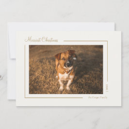 Cartão De Festividades Natal Elegante Dourado e Minimalista Horizontal