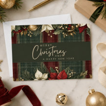 Natal Elegante em Xadrez Burgundy e Poinsettia