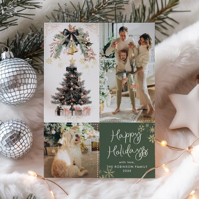 Cartão De Festividades Natal elegante Feriados felizes Escuros das Árvore (Criador carregado)