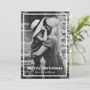 Cartão De Festividades Natal Elegante Foto Simples Minimalista