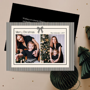 Cartão De Festividades Natal Elegantes Listras Pretas 2 Foto