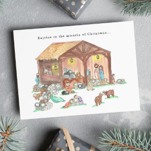 Cartão De Festividades Natal em Aquarela Desenhado à Mão