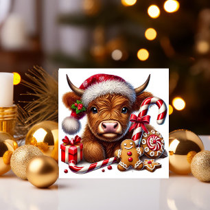 Cartão De Festividades Natal em Bastão de Doce Vaca das Terras Altas com 