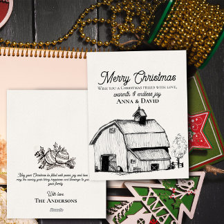 Cartão De Festividades Natal em Família em Celeiro Rústico