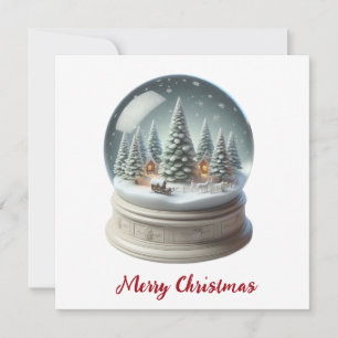 Cartão De Festividades Natal em Globo de Neve