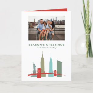 Cartão De Festividades Natal em Nova York Edifício Histórico Skyline