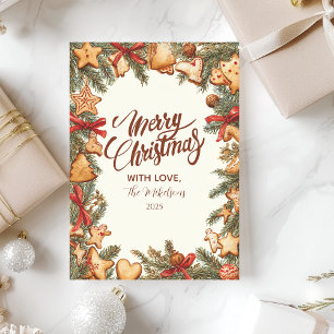 Cartão De Festividades Natal em Pão de Mel Rústico