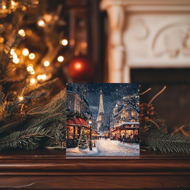 Cartão De Festividades Natal em Paris: Avenida Torre Eiffel com Espumante (Criador carregado)