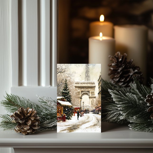 Cartão De Festividades Natal em Paris: Cena de Inverno Arc de Triomphe (Criador carregado)