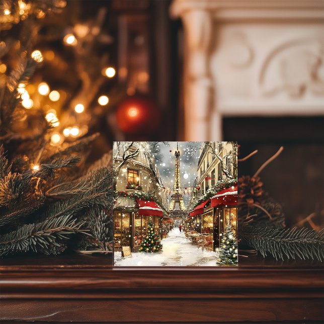 Cartão De Festividades Natal em Paris: Charme de Férias na Avenida Eiffel (Criador carregado)