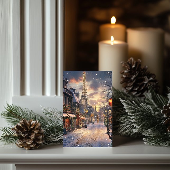 Cartão De Festividades Natal em Paris: O Crepúsculo na Torre Eiffel (Criador carregado)