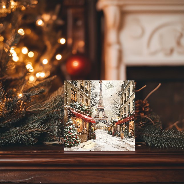 Cartão De Festividades Natal em Paris: Rua Festiva da Torre Eiffel (Criador carregado)