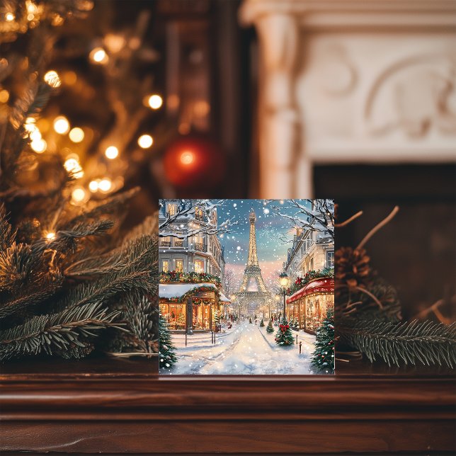 Cartão De Festividades Natal em Paris: Torre Eiffel na Terra das Maravilh (Criador carregado)