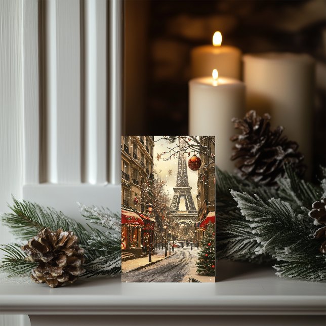 Cartão De Festividades Natal em Paris: Torre Festiva Eiffel Boulevard (Criador carregado)