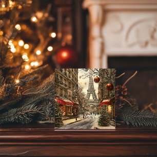 Cartão De Festividades Natal em Paris: Torre Festiva Eiffel Boulevard