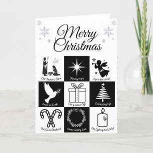 Cartão De Festividades Natal em preto e branco