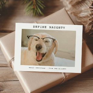 Cartão De Festividades Natal engraçado de foto de animal 'Defina Travesso