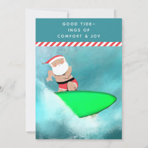 Cartão De Festividades Natal engraçado de surfe na praia