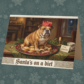 Cartão De Festividades Natal engraçado do Bulldog Britânico Mince Pie Dob