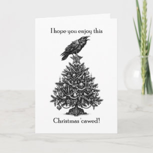Cartão De Festividades Natal engraçado gótico corvo Pun Victorian