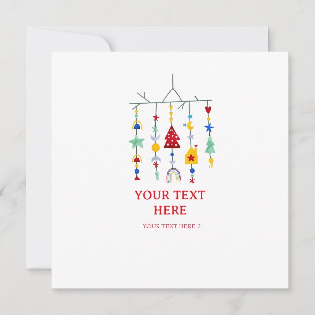 Cartão De Festividades Natal Escandinavo Minimalista Simples Férias  (Frente)