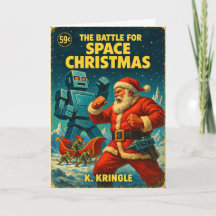 Natal Espacial do Papai Noel vs. Robô Vintage Ficç