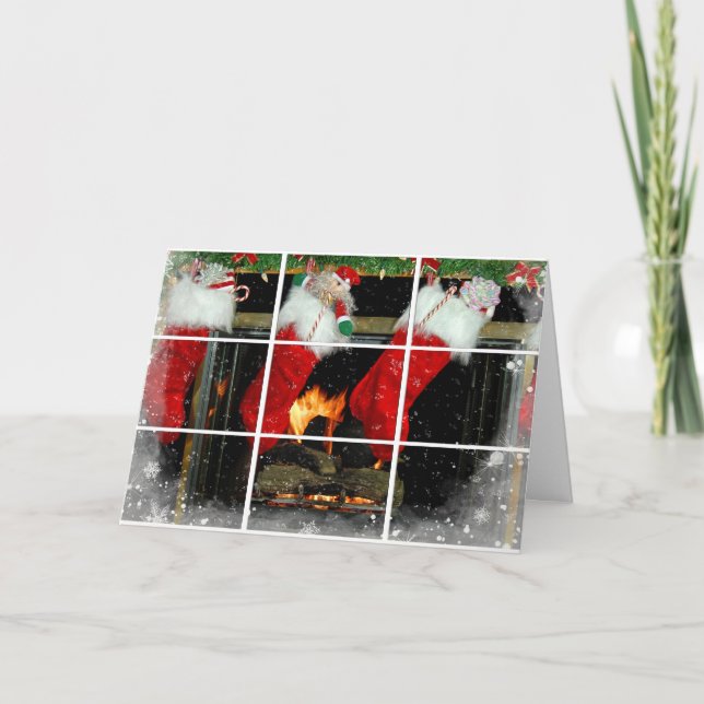 Cartão De Festividades Natal estacionado na Lareira (Frente)