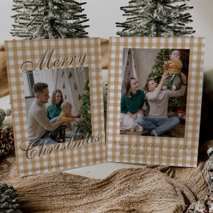 Cartão De Festividades Natal Família Xadrez Dinheiro Antigo Neutro