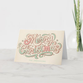 Cartão De Festividades Natal Fantasioso em Letra de Forma Pastel