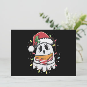 Cartão De Festividades Natal Fantasma Fofo Papai Noel Festa Natal Férias