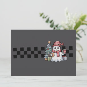 Cartão De Festividades Natal Fantasma Fofo Retrô Espeluznante Férias de N